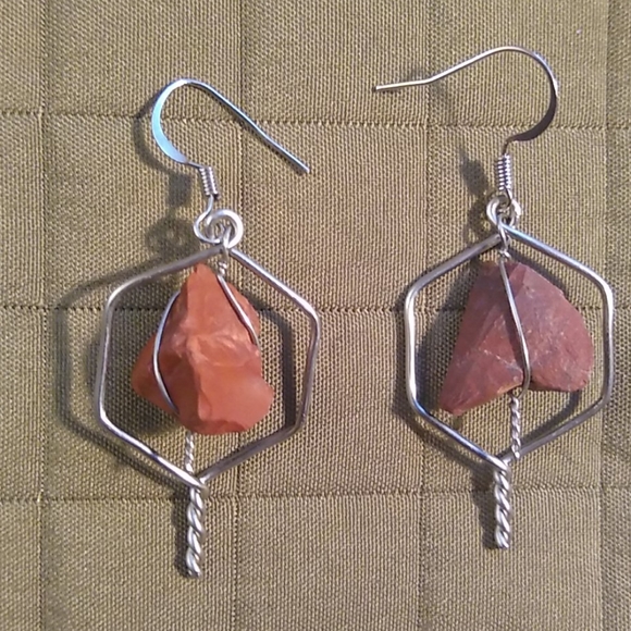Artisan Jewelry - Handmade River Jasper and Stainless Earrings